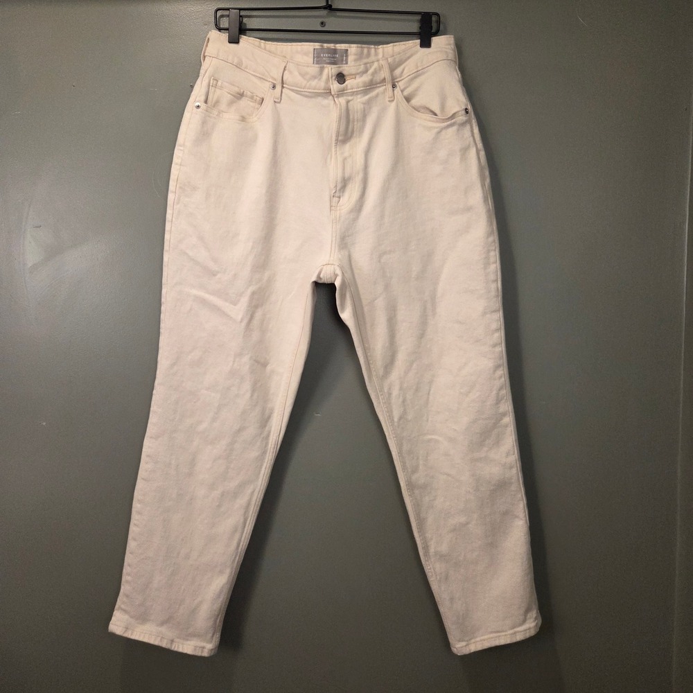 Everlane The Curvy Cheeky Jean Tapered Leg, Size 32 Regular, Ivory Speckled